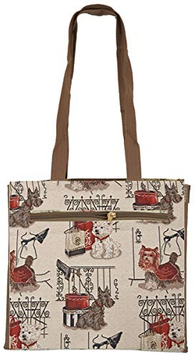 Einkaufs Beach Tasche 27x30x12 cm Motiv Hund an der Leine Shopper Gobelin Royaltex Signare Bowatex