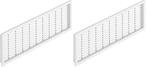 Gedotec Lüftungsgitter weiß | Belüftungsblech aus Kunststoff für Belüftung von Wohnräumen, Möbel | Türgitter geschlitzt mit Abdeckrand zum Einlassen | 68 x 227 mm | 2 Stück - ovale Abluftgitter