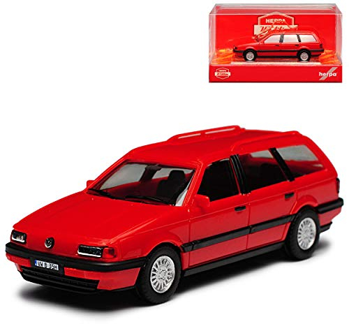 Volkwagen Passat B3 Variant Kombi Rot 1988-1993 H0 1/87 Herpa Modell Auto mit individiuellem Wunschkennzeichen