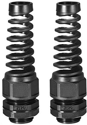 uxcell M25 Cable Gland Waterproof IP68 Nylon Joint Adjustable Locknut with Strain Relief for 13-18mm Dia Wire, 2 Pcs