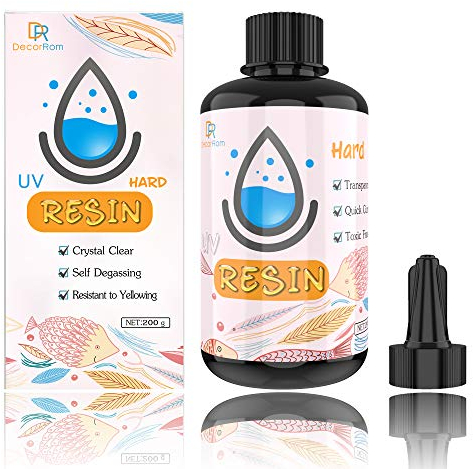 UV Resin - 200g Hard Type Crystal Clear Glue Ultraviolet Curing Epoxy Resin for Jewelry Making Crafts - Transparent Solar Cure Sunlight Activated Resin for Resin Mold, Casting and Coating