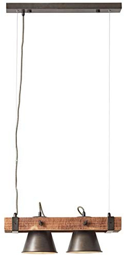 Brilliant Lampe Plow Pendelleuchte 2flg schwarz stahl/holz | 2x A60, E27, 10W, geeignet für Normallampen (nicht enthalten) | Köpfe schwenkbar