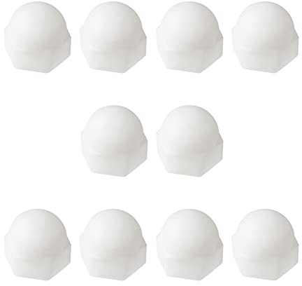 MroMax Lot de 10 écrous à tête hexagonale M10 - En nylon - Pour vis et boulons - Cache écrou - Blanc