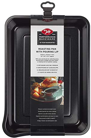 Tala Große Bratform Performance mit Ausgießer, Professionelles Karbonstahl mit Premium Eclipse Antihaftbeschichtung, 35,8 cm x 25,6 cm x 6 cm, BPA- und PTFE-frei