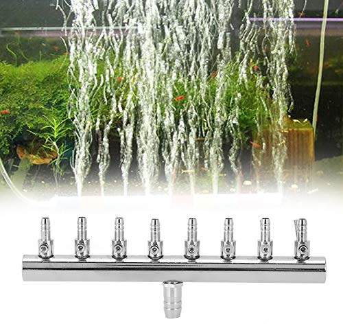 DAUERHAFT Stainless Steel Fish Tank Air Pump Splitter Distributor, Aquarium Oxygen Pipe Control Valve Connector, Aquarium Air Manifold, Oxygen Pipe Distributor (8 Head Shunt)