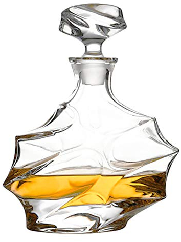Carafe à décanter en verre avec bouchon géométrique hermétique – Carafe à whisky pour vin, bourbon, brandy, alcool, jus, eau, bain de bouche. Verre italien sans plomb (750 ml/nuage)