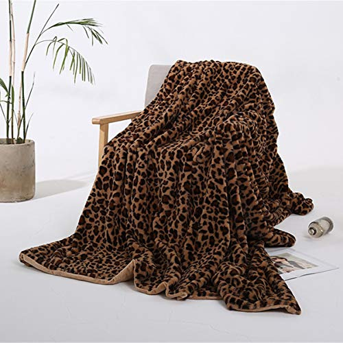 FANSU Kuscheldecke Flanell Decke, 3D Drucken Microfaser Flauschig Weich Warm Plüsch Wohndecke Fleece Tagesdecke Decke für Sofa und Bett (200x160cm,Brauner Leopardenmuster)