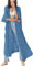 Bsubseach Embroidery Open Front Swimsuit Cover Ups for Women Half Sleeve Bikini Beach Kimono Cardigan Blue