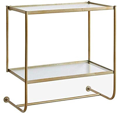 MU Floating-Regale Wandmontierter Metall-Lagerregner, Gehärtetes Glas-Badezimmerregal/Bücherregal, Mit Handtuchleiste Wandmontage (2-Stufel-Glasfach), 2 Arten Anzeigegestell,Gold,a