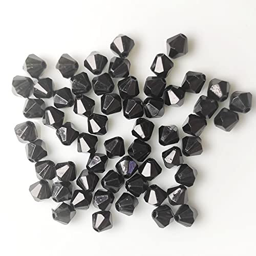 Doppelkegel/Bicone 4 mm 100 Stück - Perlen Kristall Lose Perlen mit Loch 100er Set DIY Basteln mit Loch tschechische Facettiert Beads Schmuck Acryl auffädeln Nieten Steine - Schwarz