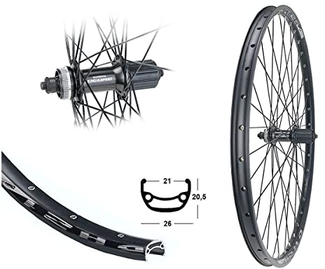 Bärwinkels 28/29 Hinterrad 622-21 Hohlkammer MTB DH21 Disc Shimano Deore M5100 schwarz CenterLock 8-9-10 Fach