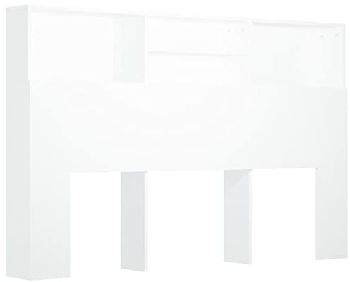 vidaXL Bett Kopfteil mit Ablagen Kopfteil-Regal Wand-Kopfteil Bücherregal-Kopfteil Betthaupt Bettkopfteil Schlafzimmer Weiß 160x19x103,5cm