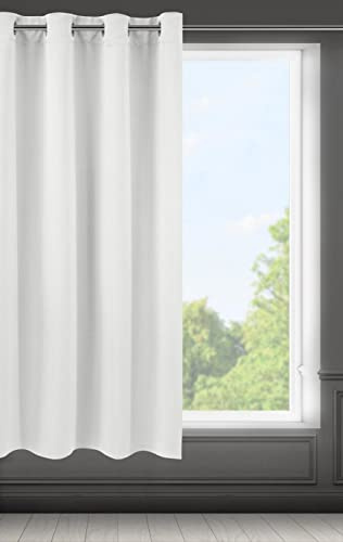 Eurofirany Logan Vorhang Blickdicht, Blackout, Satin Verdunkelungsvorhang mit Ösen -1 STK. Ösenvorhang, Elegant, Glatt, Einfarbig, Wohnzimmer, Schlafzimmer, 140x175 cm, Weiß
