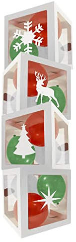 Eurowrap Weihnachten Ballon Boxen Dekorationen 4er Set beinhaltet 18 Luftballons und 4 selbstklebende Weihnachtsformen