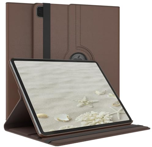 EAZY CASE - Tablet Hülle für iPad Pro 6. Generation 2022 Schutzhülle 12.9 Zoll Smart Cover Tablet Case Rotationcase zum Aufstellen Klapphülle 360° drehbar mit Standfunktion Tasche Kunstleder Braun