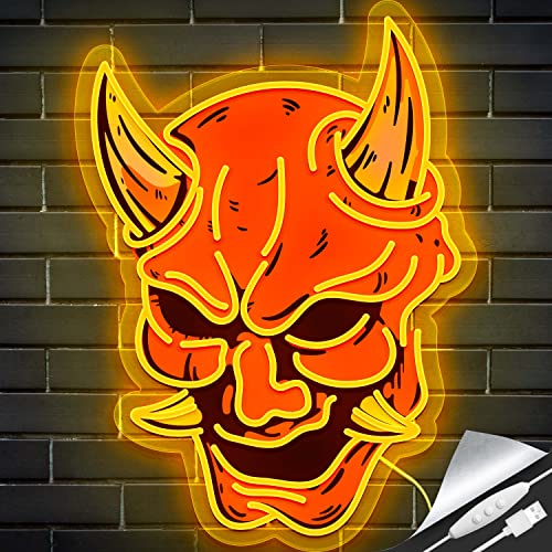 GGK Hannya Maske Neonschild für Spielzimmer, Tattoo Shop, Influencer, Japanischer Dämon Evil Spirit Hannya Schild Anime Neon Artwork