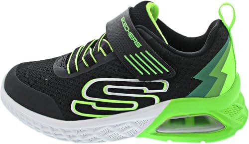 Skechers Boys, Sneaker, Black Textile/Synthetic/Lime Trim,