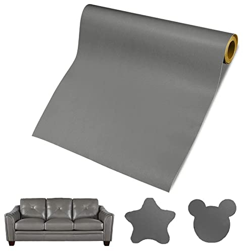 LZYKJGS Leder Patch Selbstklebend, 60 x 137cm, Leder Reparatur Set Patch Kit, Leder Reparatur Patch, Selbstklebender Leder, für Sofas, Autositze, Bürostuhl, Kopfteil, Handtaschen (Dunkelgrau)