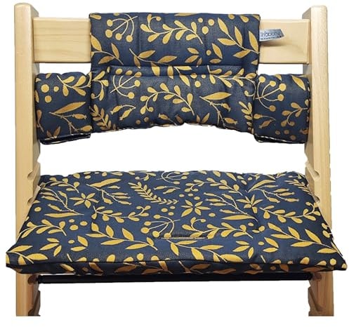 Shabany® Hochstuhl Sitzkissen 100% Bio Baumwolle | Classic Kissen Sitzbezug | Hochstuhlauflage | 2-teilig passend für Stokke Tripp Trapp Kinderhochstuhl |maschinenwaschbar | einfache Befestigung