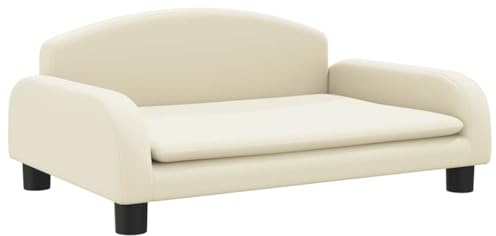 vidaXL Kindersofa, Couch für Kinder, Kindercouch mit runden Kanten, Kindersessel Minisofa Polstersofa Kindermöbel Sofa Kinderzimmer, Creme Kunstleder