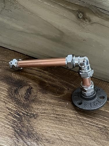 Chunky copper & chrome toilet roll holder loo roll wall mounted industrial design