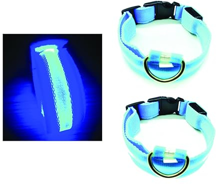 PARENCE. - Set mit 2 leuchtenden Hundehalsbändern, Größe S und L, 3 Leuchtmodi/LED-Halsbänder für Tiere mit Befestigungsschnalle und Clipverschluss – S = 40 cm/L = 55 cm, blau