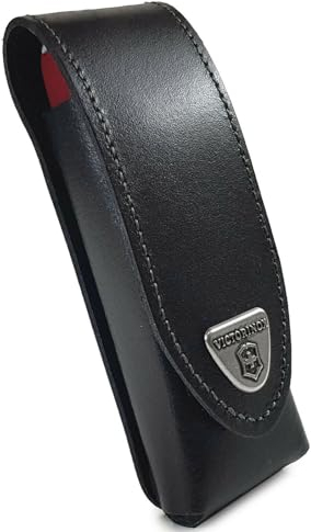 TUFF LUV Personalised [Compatible with Victorinox] Leather Belt Pouch 4-6 layers w/Hook-and-Loop [Including Huntsman, Swiss Champ, Hiker, Climber] - Black