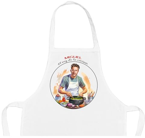 Kembilove Delantal personalizado - delantal personalizado hombre - delantantales personalizados mujer - delantal personalizado caricatura y nombre - regalo original - regalos originales