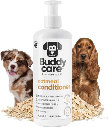 Haferflocken-Hundeconditioner von Buddycare - 500 ml - Haferbutterduftender Welpenconditioner mit Aloe Vera & Provitamin B5
