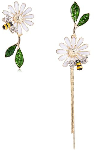 LEGENTLISUR Blumen Bienen Blätter Ohrringe Hängend Ohrstecker Gold Tier Süß Damen Emaille Gänseblümchen Ohrringe für Frauen und Mädchen Knorpel Ohrstecker Sonnenblume Tropfenohrringe Schmuck