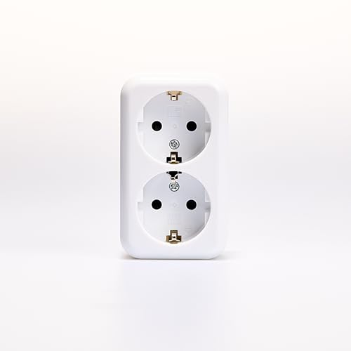 Finezza Presa Da Parete a 2 Vie | Doppia Con Contatto Protetto AP 250V/16A | Protezione Dell'inserto Schutter per Interno, Bianco