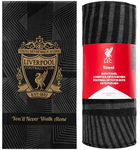 Liverpool F.C. Strandtuch Baumwolle Handtuch Duschtuch Badehandtuch Groß Handtücher Schnelltrocknend für Fussball Fans 137 x 69 cm (Schwarz)