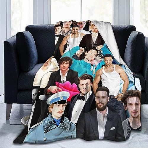 Ldsgdfst Aaron Taylor-Johnson Decke aus weichem und bequemem Woll-Fleece, Überwurfdecken für Sofa, Büro, Auto, Camping, Yoga, Reisen, Heimdekoration, gemütlich, Plüsch, Stranddecke, Geschenk