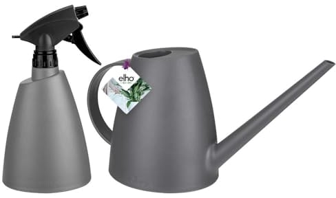 elho Brussels Giesskanne und Sprühflasche - für Zimmerpflanzen - Pflanzenpflege - 100% Recycelter Kunststoff - Schwarz/Anthrazit