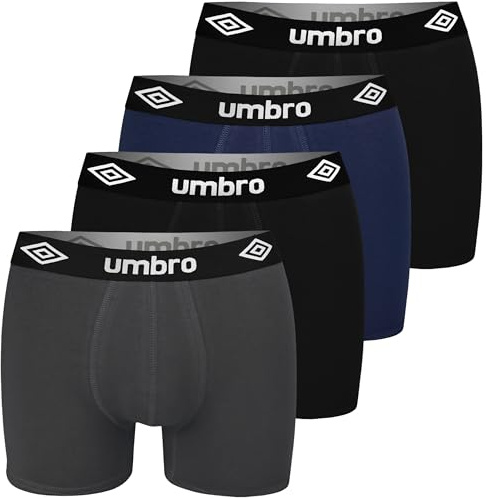 UMBRO Boxershorts Herren 4er Pack M, L, XL, XXL Baumwoll Passform Atmungsaktiv Unterwäsche Unterhosen Männer Men Retroshorts
