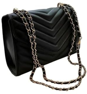 gaobaozhu Umhängetasche für Damen, modisch, gesteppt, PU-Leder, Schultertasche mit umwandelbarem Kettenriemen, Kette, Umhängetasche, Tragetasche, Handy, Geldbörse, Handtasche, Schwarz