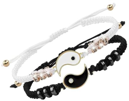 FEQDWOX 2 Stück Beste Freundin Passende Verstellbare Beziehung Yin Yang Paare Freundschaft Magnet Armbänder für Herren und Damen, Valentinstag