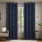 Deconovo Lot de 2 Rideaux Occultants Thermiques Isolants Anti-Froid à Œillets - Motif en Fil d'or 140×180CM, Rideaux Thermiques pour Chambre et Salon Bleu Marine