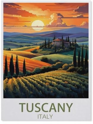 Puzzle 1000 Teile für Erwachsene,Vintage-Reiseposter, Motiv: Toskana, Italien,Puzzle Teenager Jungen Mädchen Puzzle for Teen Lernspiel Holiday Challenging Puzzle(75x50cm)-AU9