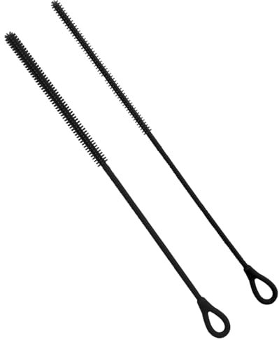 2 Pezzi Spazzole per Cannucce in Silicone, 6 mm e 9 mm Extra Lunghe Spazzola per la Pulizia Riutilizzabile Scovolino Pieghevole per Fessure per Vetro Metallo Frullati Cannucce (Nero)