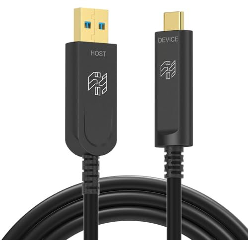 YSerendept Fiber Optic USB A to USB C Cable(65.4ft), 10Gbps High Speed Active Optical USB C Cable,Compatible with Logitech Cameras,Displays,Projectors,Webcams,Printer,Clickshare Video Conference etc