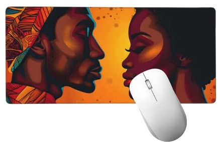 Tapis de Souris de Jeu, Afrique Tapis de Souris XXL 90 x 30 cm, sous Main Bureau Gaming Grand, Mouse Pad Couple Accessoires Bureau, Base en Caoutchouc Antidérapante, pour Gamer, Ordinateur, PC H-311