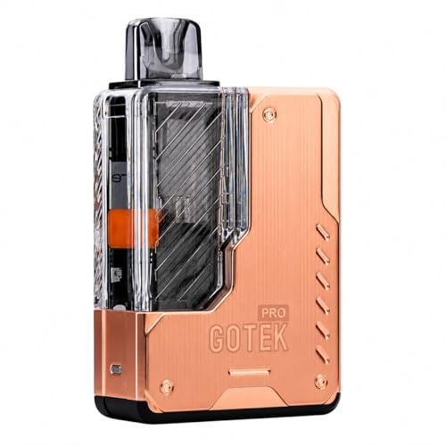 Aspire GOTEK PRO Pod Vape Kit [Rose Gold] Refillable Rechargeable | Authentic 1500mAh Metal Vape Device with Smart Draw Activation and Adjustable Airflow, Type-C Charging, No Nicotine