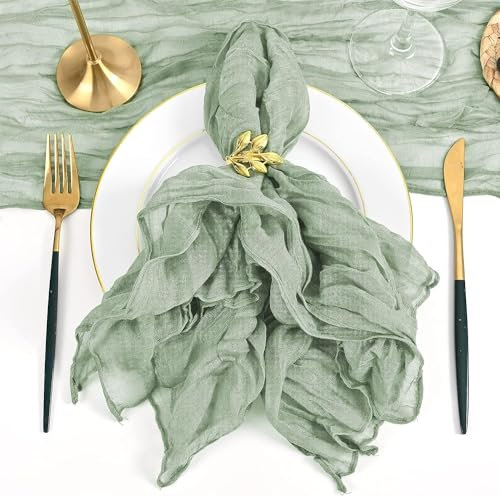 YKAFADE 12 Stück Gaze Käsetuch Servietten Mullservietten Dekorative Stoffservietten 50 x 50 cm Musselin Rustikale Geschirrtuch für Hochzeit Party Weihnachten Tischdekoration Cafe Restaurant-Grün