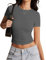 Risipu Women's Short Sleeve T-Shirts Crew Neck Slim Fit Tops Sexy Basic Tee Y2k Clothes 2025 (UK, Alpha, S, Regular, Regular, Darkgray)