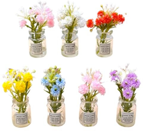 10 PCS Mini Resin Vase bouquet potted plants, Miniature Dollhouse Accessories Tiny potted plants for Crafts, Mini Resin Animals Figurines for DIY Fairy Garden Dollhouse Micro Landscaping Decoration