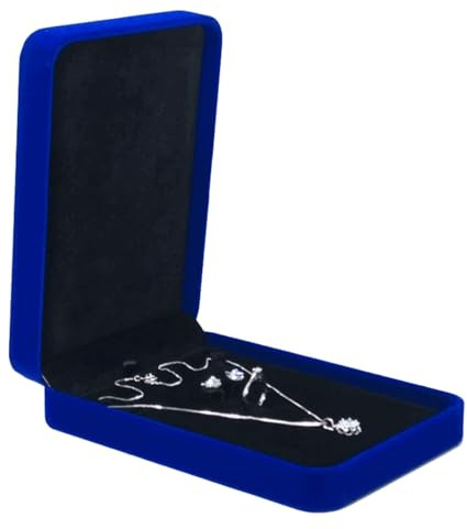 Velvet Jewelry Set Box Organizer for Necklace Ring Earring (Navy(Vertical)) | Pendant Gift Box,Pearl/Chunky bracelet box,full jewelry set storage,jewelry holder,for wedding anniversary display case