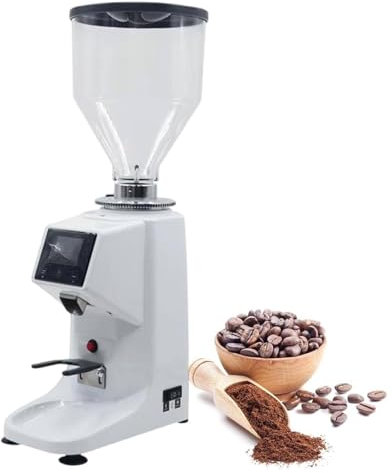 Automatic Coffee Grinder 200 g/500 g Electric Flat Burr Coffee Bean Grinder,w/19 Precise Grinding Settings,200 W Commercial Espresso Coffee,750gWhite