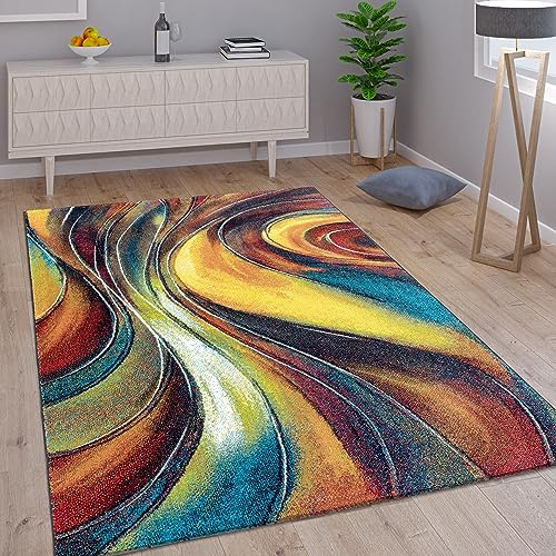 Paco Home Teppich Wohnzimmer Schlafzimmer Jugendzimmer Kurzflor Modern Vintage Abstrakte Muster, Grösse:80x150 cm, Farbe:Bunt 4