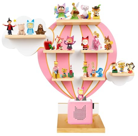 Tonie Regal Heißluftballon & Wolken – Wandregal oder stehend für Toniebox & Figuren, Toniebox Regal für Mädchen & Jungen, Perfekte Aufbewahrung im Kinderzimmer, Zubehör für Toniebox Starterset, Rosa